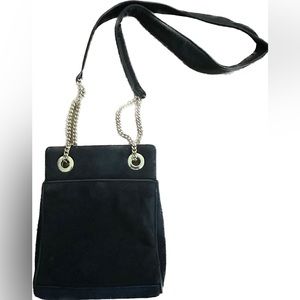 Frenchy of California Black Suede Gold Chain Bag